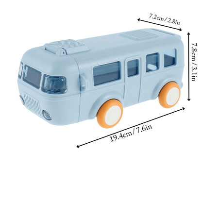 Cute Car/Bus Straw Water Bottle for Kids – Leak-Proof Cartoon Cup with Shoulder Strap